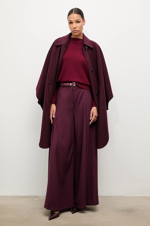 Answear.LAB spodnie damskie kolor bordowy szerokie high waist - zdjęcie produktu nr 1