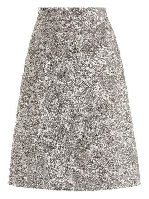 Dolce & Gabbana floral-jacquard lamé skirt - Silver - zdjęcie produktu nr 1