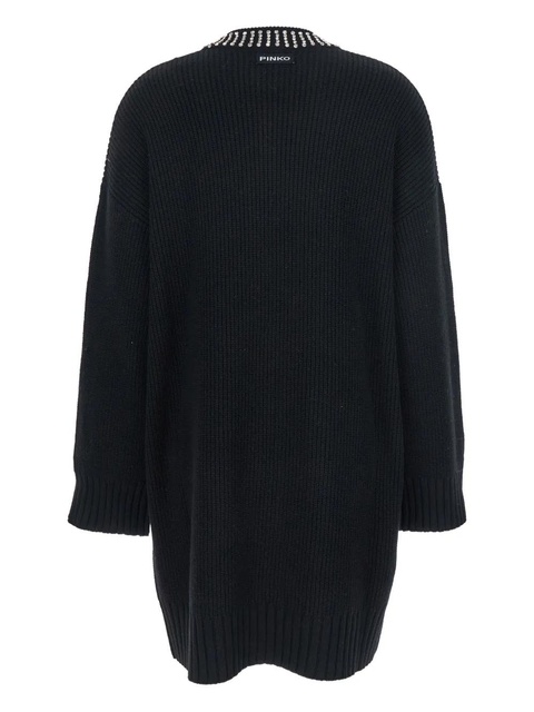 PINKO crystal-embellished ribbed mini dress - Black - zdjęcie produktu nr 2