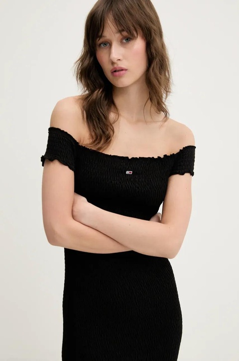 Tommy Jeans sukienka kolor czarny mini dopasowana DW0DW20298 - zdjęcie produktu nr 2