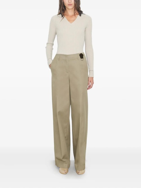 Tory Burch distressed cotton trousers - Neutrals - zdjęcie produktu nr 1