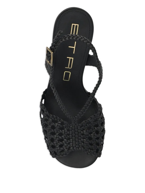 ETRO 100mm woven heeled sandals - Black - zdjęcie produktu nr 2