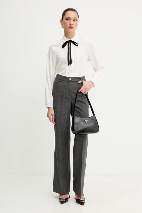 Morgan spodnie damskie kolor szary proste high waist PTARY.F - zdjęcie produktu nr 2