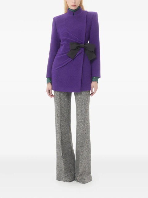 Valentino Garavani bow-detail velour peacoat - Purple - zdjęcie produktu nr 2