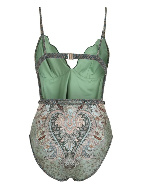 ZIMMERMANN Wanderlust scalloped paisley swimsuit - Green - zdjęcie produktu nr 1