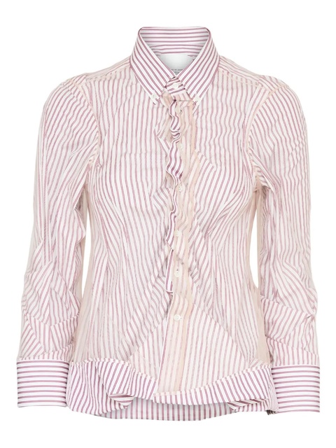 Maison Margiela striped ruffled shirt - White - zdjęcie produktu nr 1