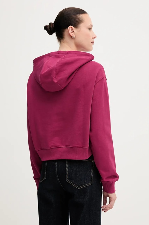 Tommy Jeans bluza bawełniana damska kolor różowy z kapturem z nadrukiem DW0DW20306 - zdjęcie produktu nr 2