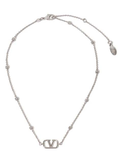 Valentino Garavani VLogo Signature crystal-embellished necklace - Silver - zdjęcie produktu nr 1