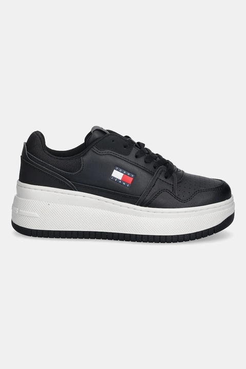 Tommy Jeans sneakersy skórzane TJW RETRO BASKET FLATFORM damskie kolor czarny EN0EN02860 - zdjęcie produktu nr 1