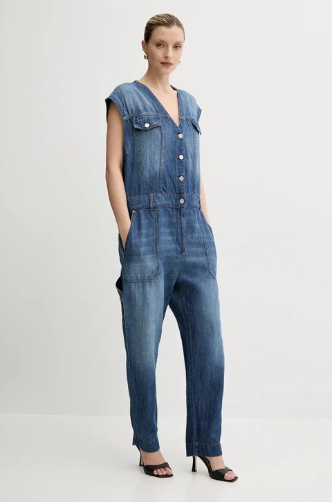 Pinko kombinezon jeansowy kolor niebieski z domieszką lnu 104824 A2GQ - zdjęcie produktu nr 2