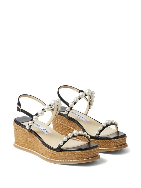 Jimmy Choo Amatuus pearl-embellished 60mm wedge espadrilles - Black - zdjęcie produktu nr 2