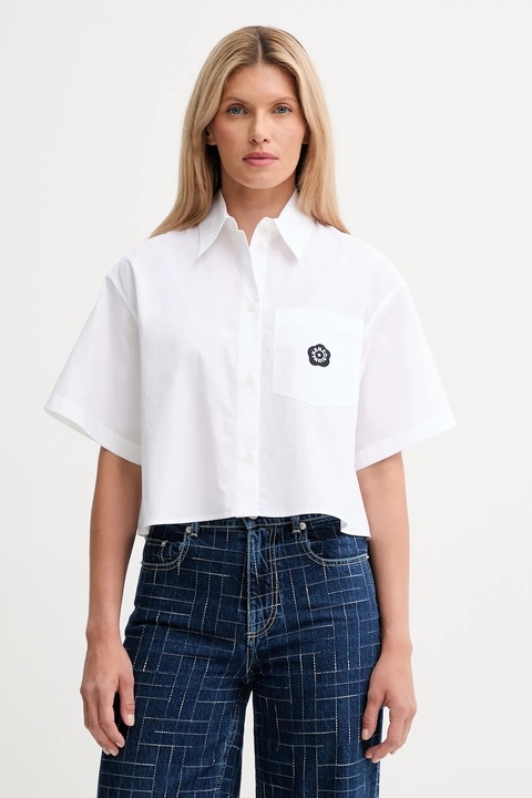 Kenzo koszula bawełniana damska kolor biały relaxed z kołnierzykiem klasycznym FF62CH2469LH - zdjęcie produktu nr 1
