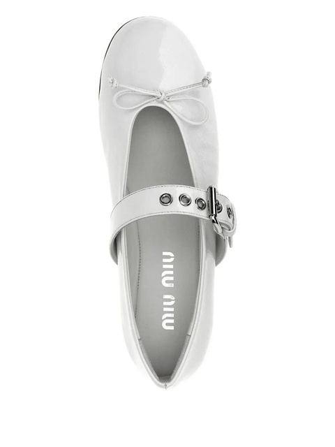 Miu Miu patent-finish leather ballet flats - White - zdjęcie produktu nr 2