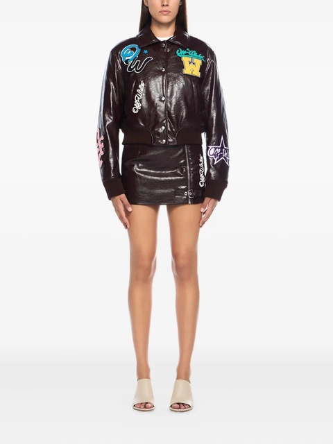 Off-White crinkled coated varsity jacket - Brown - zdjęcie produktu nr 2