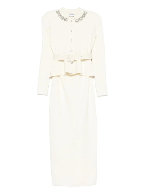 Self-Portrait embellished belted dress - White - zdjęcie produktu nr 1