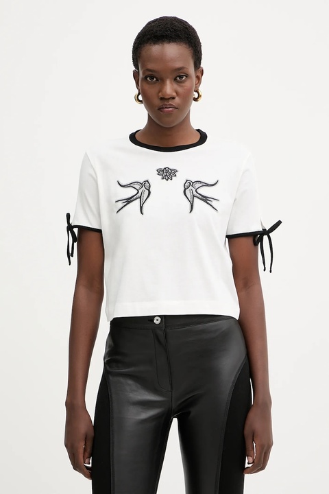 Pinko t-shirt bawełniany damski kolor biały 105558 A2SF - zdjęcie produktu nr 1