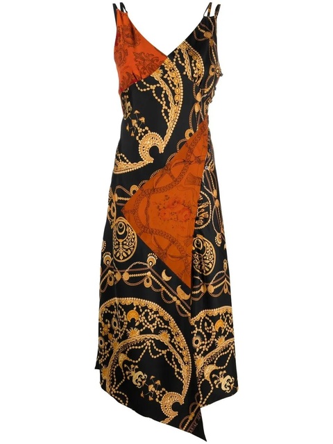 Marine Serre graphic-print silk slip dress - Black - zdjęcie produktu nr 1