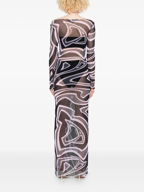 PUCCI abstract-print long-sleeve maxi dress - Black - zdjęcie produktu nr 2