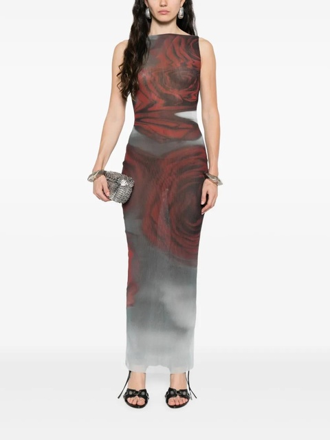 Jean Paul Gaultier rose-print midi dress - Grey - zdjęcie produktu nr 2