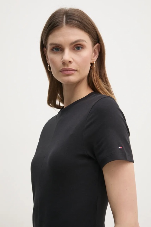 Tommy Hilfiger sukienka bawełniana kolor czarny mini rozkloszowana WW0WW45521 - zdjęcie produktu nr 2