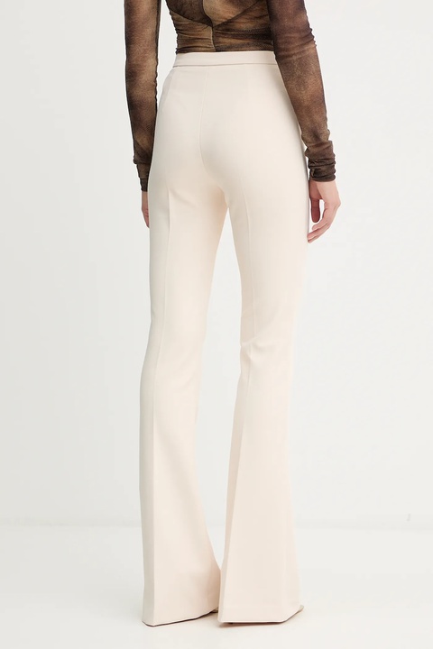 Elisabetta Franchi spodnie damskie kolor beżowy dzwony high waist PA12256E2 - zdjęcie produktu nr 2