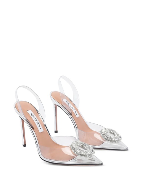 Aquazzura 120mm crystal-embellished slingback pumps - White - zdjęcie produktu nr 2