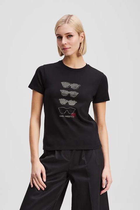Karl Lagerfeld t-shirt bawełniany damski kolor czarny A2W17103 - zdjęcie produktu nr 1