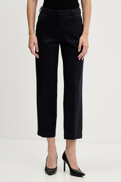 Sisley spodnie damskie kolor granatowy proste high waist 4K2ZLF03V - zdjęcie produktu nr 1