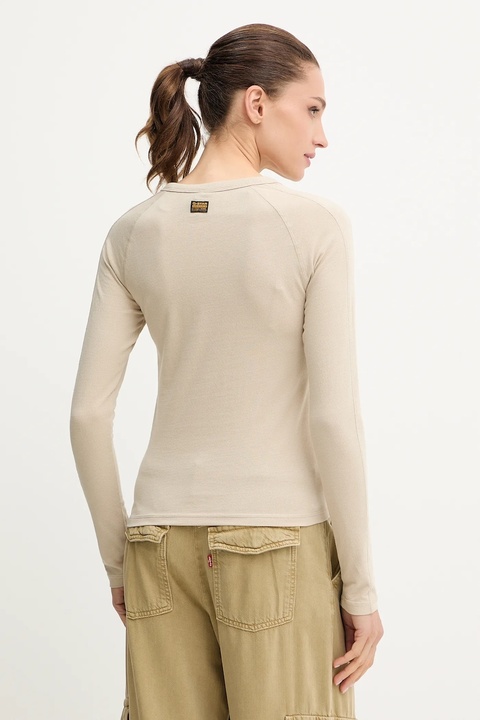 G-Star longsleeve bawełniany kolor beżowy D27740.D961 - zdjęcie produktu nr 2