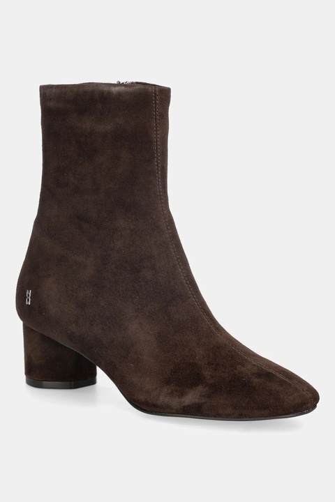 Nokwol botki zamszowe Alyssa Brown Suede damskie kolor brązowy na słupku Alyssa Brown Suede - zdjęcie produktu nr 1
