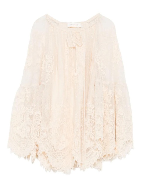 ZIMMERMANN lace-trimmed bell-sleeve blouse - Neutrals - zdjęcie produktu nr 1