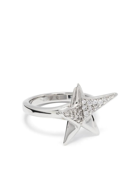 Ferragamo logo-engraved star-stud ring - Silver - zdjęcie produktu nr 1