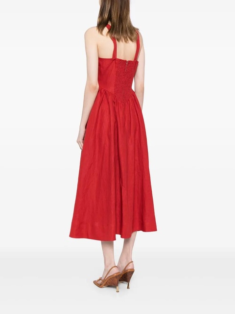 Reformation Balia linen midi dress - Red - zdjęcie produktu nr 1