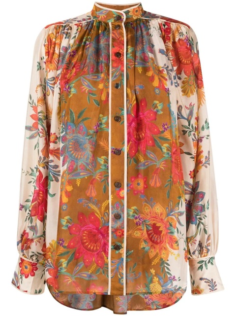 ZIMMERMANN Ginger floral-print silk blouse - Neutrals - zdjęcie produktu nr 1