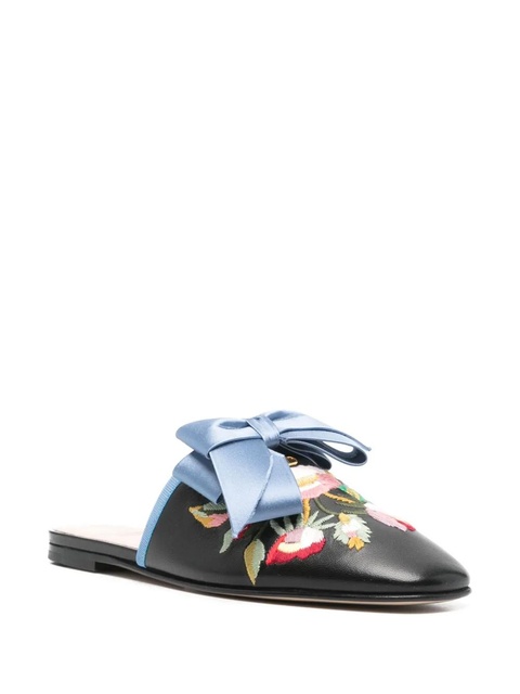 Valentino Garavani floral-embroidered mules - Black - zdjęcie produktu nr 2