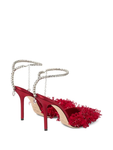 Jimmy Choo 100mm Saeda crystal-embellished floral pumps - Red - zdjęcie produktu nr 2