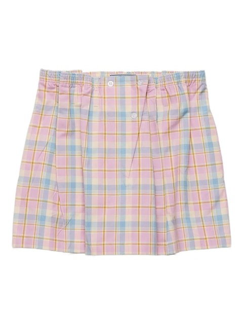 Prada checked gathered-waist mini skirt - Pink - zdjęcie produktu nr 1
