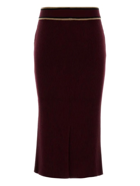 Alessandra Rich ribbed-knit midi skirt - Red - zdjęcie produktu nr 1