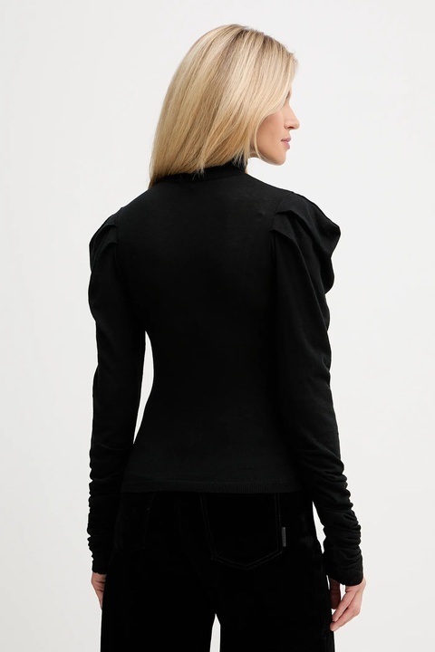 Twinset sweter z dodatkiem wełny damski kolor czarny lekki z golfem 252AT3080 - zdjęcie produktu nr 2