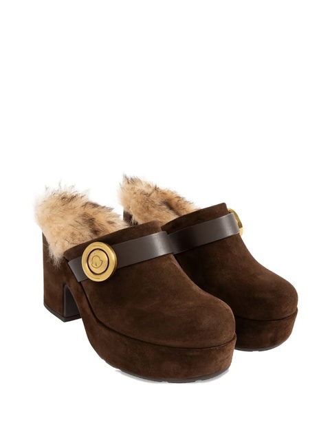 Moncler 90mm Amalia faux fur-trim mules - Brown - zdjęcie produktu nr 2