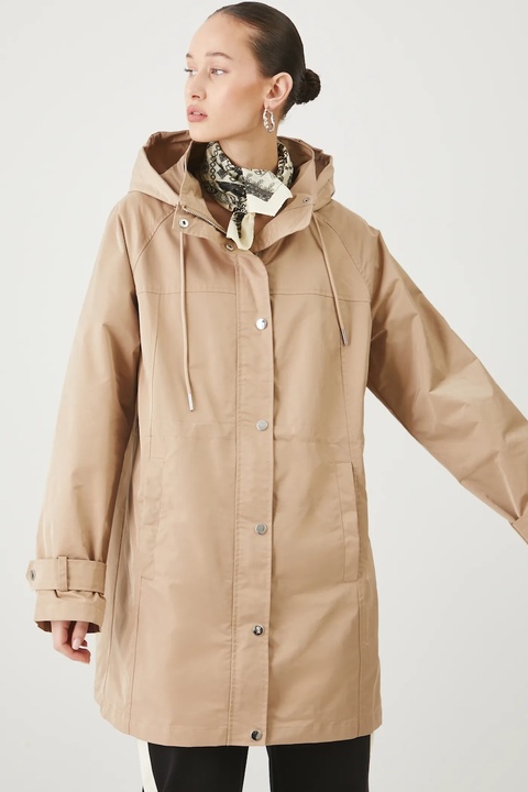 Medicine parka damska kolor beżowy oversize - zdjęcie produktu nr 1