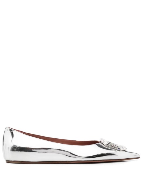 Amina Muaddi crystal embellishment ballerina shoes - Silver - zdjęcie produktu nr 1