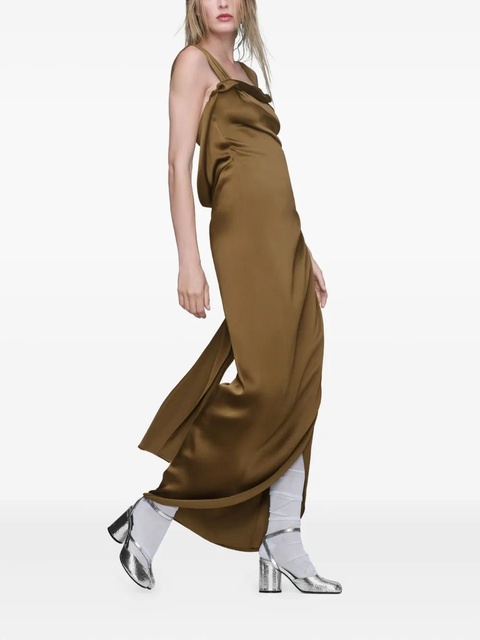 Maison Margiela draped-detail asymmetric gown - Brown - zdjęcie produktu nr 1