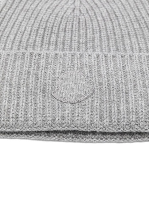 Moncler cashmere logo-patch beanie - Grey - zdjęcie produktu nr 2