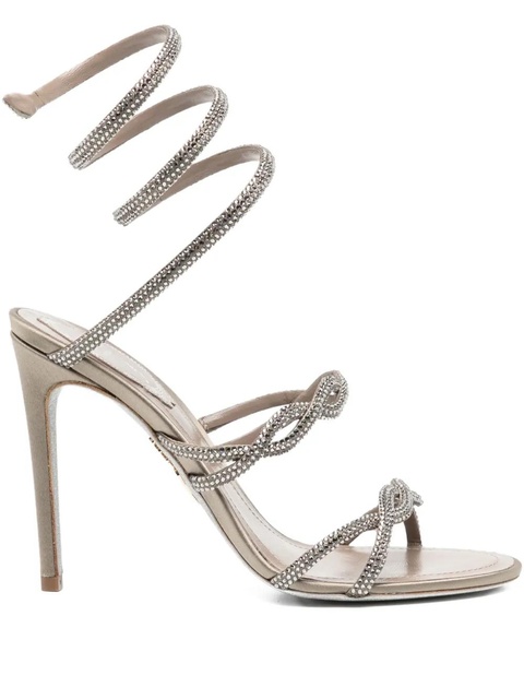 René Caovilla 110mm crystal-embellished spiral-wrap sandals - Neutrals - zdjęcie produktu nr 1