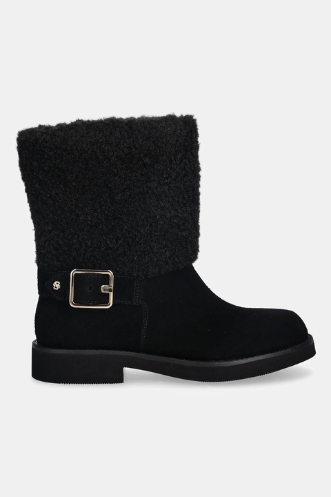 BOSS botki Eleri damskie kolor czarny na płaskim obcasie 50552748 - zdjęcie produktu nr 1