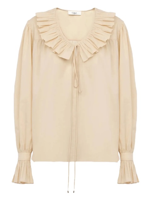 Chloé ruffled-cuffs cotton blouse - Neutrals - zdjęcie produktu nr 1