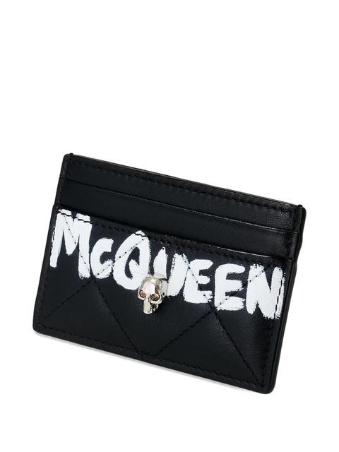Alexander McQueen Graffiti-print quilted cardholder - Black - zdjęcie produktu nr 1