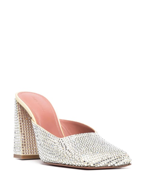 Amina Muaddi Charlotte 95mm satin mules - Yellow - zdjęcie produktu nr 2