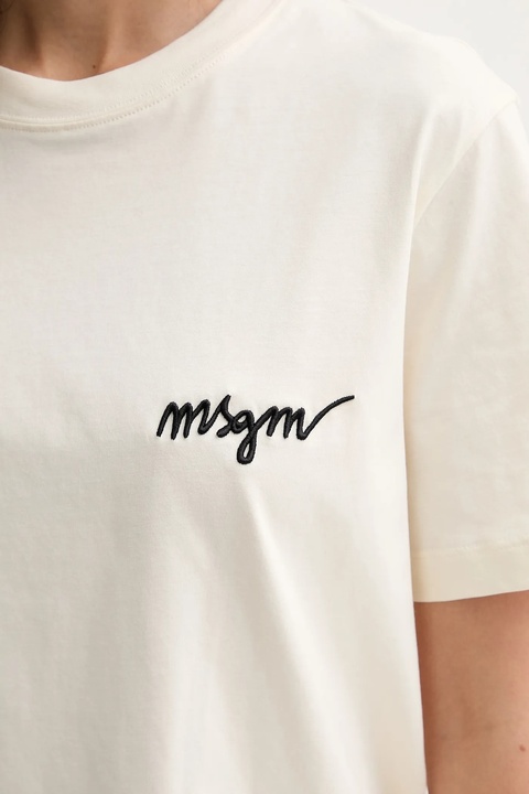 MSGM t-shirt bawełniany damski kolor beżowy 2000MDM540.200002 - zdjęcie produktu nr 2